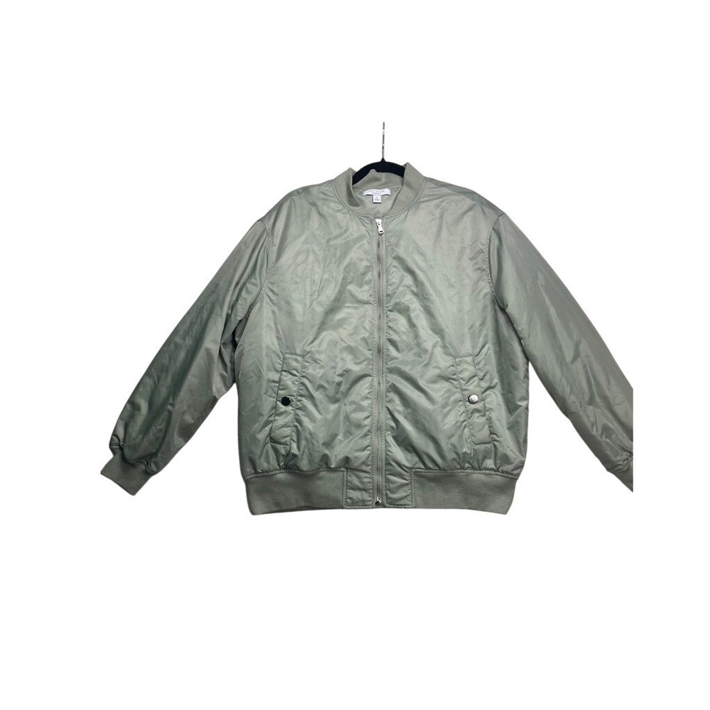 Ann Taylor Weekend Bomber Jacket Womens Medium Sage‎ Green Lightweight
